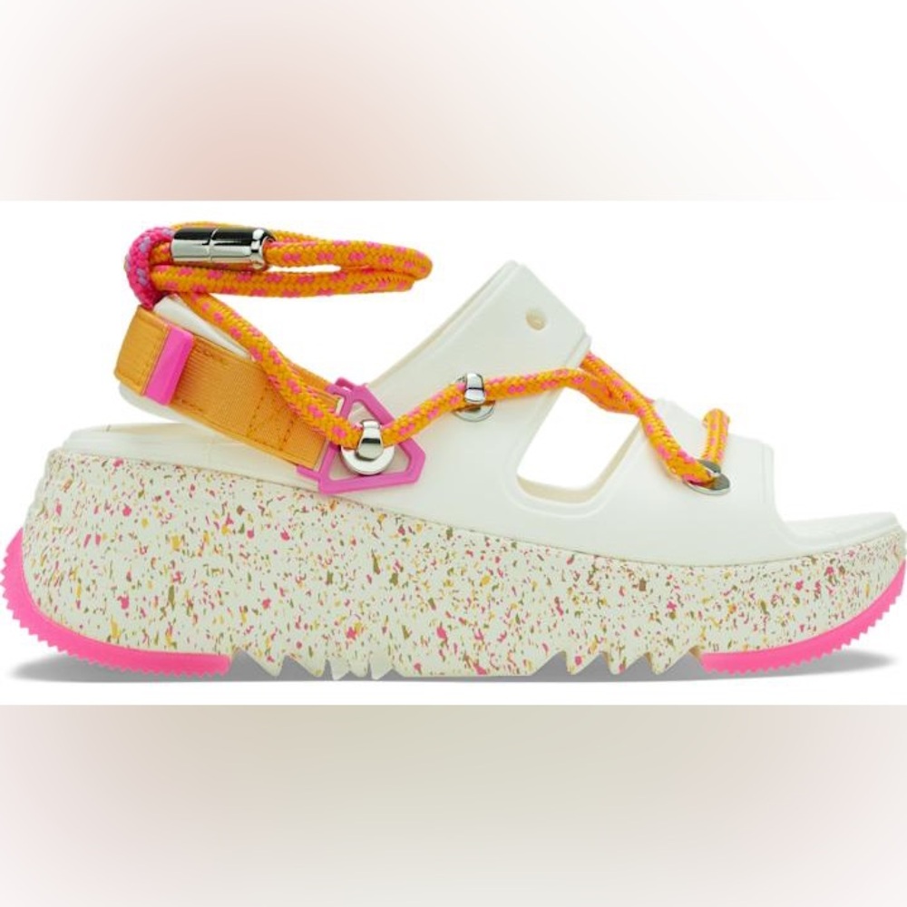 Crocs Hiker Xscape Festival Unisex White Multi Platform Sandals Sz W 6 M 4 NWT
